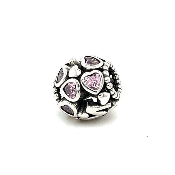 925 Mom Pink Cz Charm - Picture 1 of 4